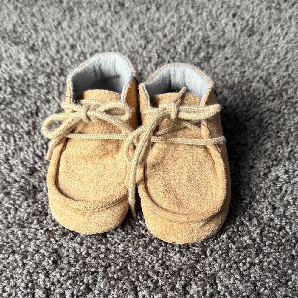 Unisex Tan Suede Boots Baby Shoes